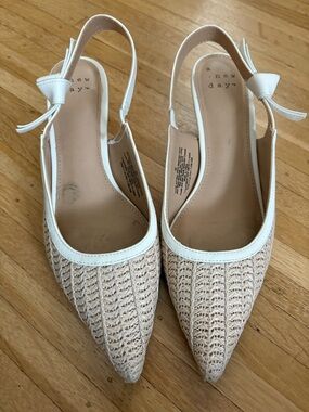 Target cream woven slingback pointed mules